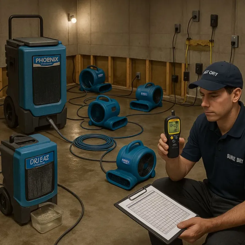 Structural Drying and Dehumidification process in Marin City, CA